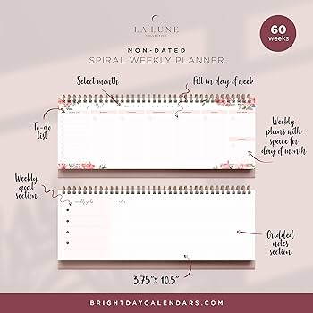 Amazon.com : Belle Fleur Non-Dated Spiral Weekly Desk